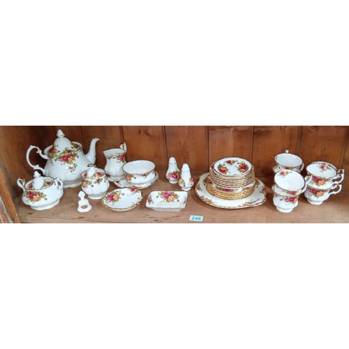 246 - Selection of Royal Albert Country Rose to include plates, teapot, sugar dish and more