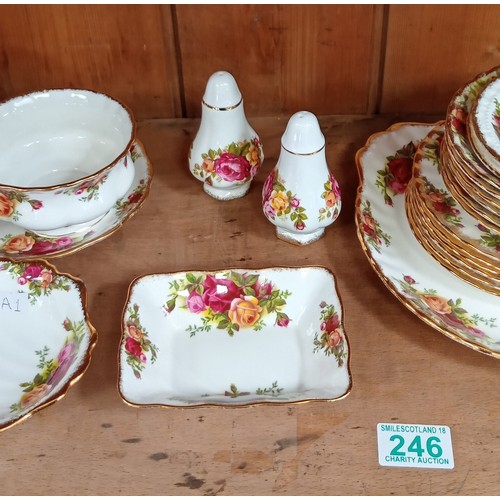 246 - Selection of Royal Albert Country Rose to include plates, teapot, sugar dish and more