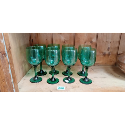 250 - Set of 8 Juniper emerald green goblets