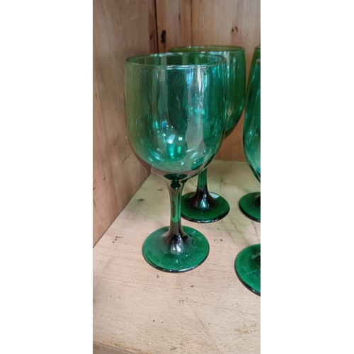 250 - Set of 8 Juniper emerald green goblets