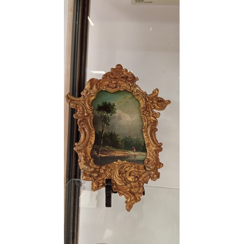 273 - Pair of night scene Dutch oils in antique style plaster frame