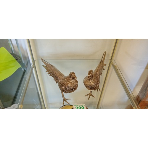 289 - Pair of large white metal pheasants