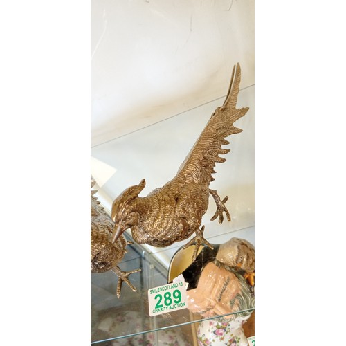 289 - Pair of large white metal pheasants