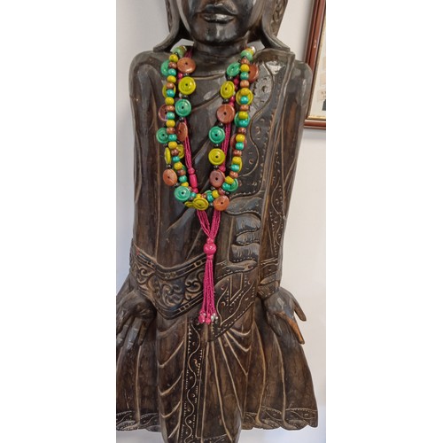 295 - Large wooden Buddha temple guard standing 165cm tall approx.