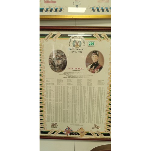 296 - Gordon Highlander Bicentenary Muster Role and Regimental Muster Role framed