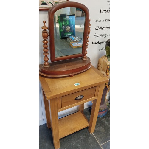 297 - Oak side table and dressing table mirror