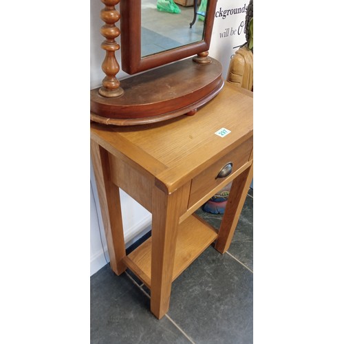 297 - Oak side table and dressing table mirror