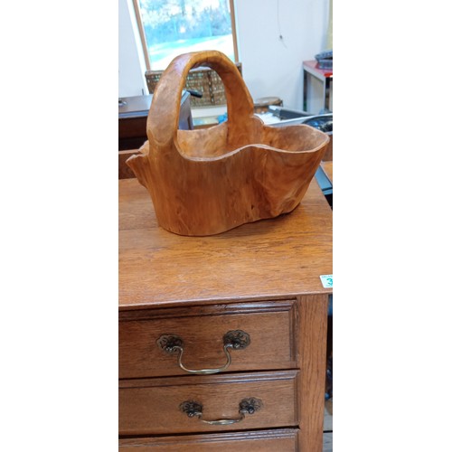 336 - Large wooden basket bowl