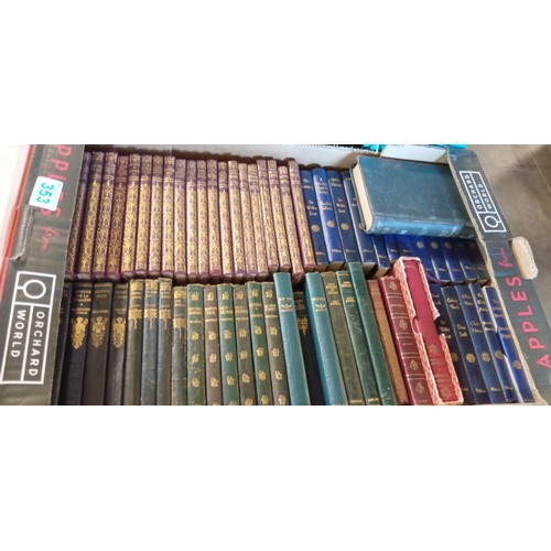 353 - Box of books with decorative spines to include 5 Thackerey book 1904 and more