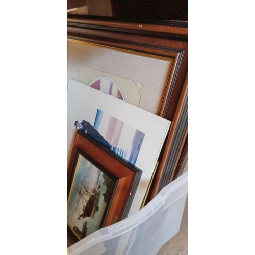 390 - Selection of vintage and modern prints and paintings, mainly framed