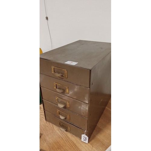 7 - Vintage metal 5 drawer desktop chest