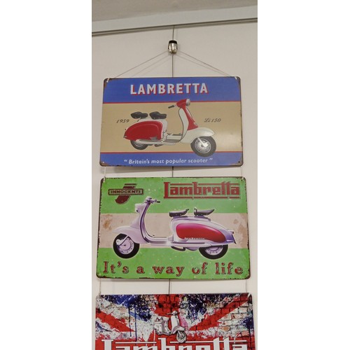 14 - 3 metal Lambretta signs