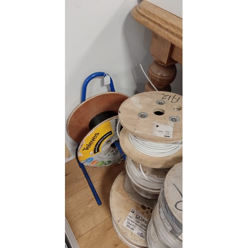 38 - 11 Cable reels of various coax and telephone cable