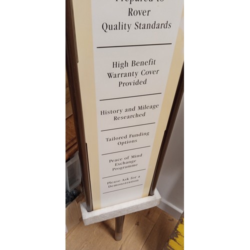 53 - Rover car approved spinning advertising plaque 160cm high approx.