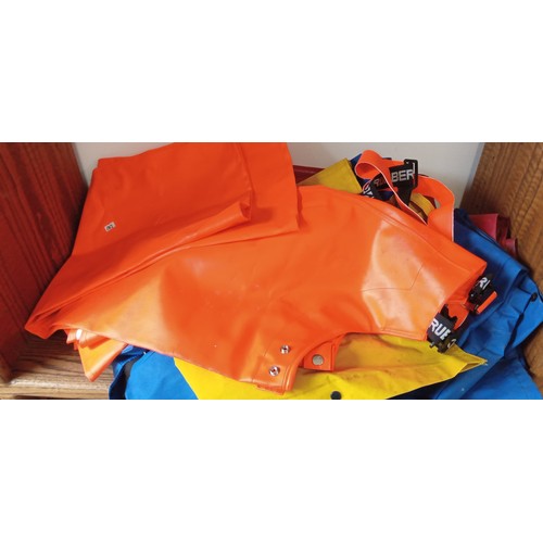 89 - Selection of waterproof overalls and canvas