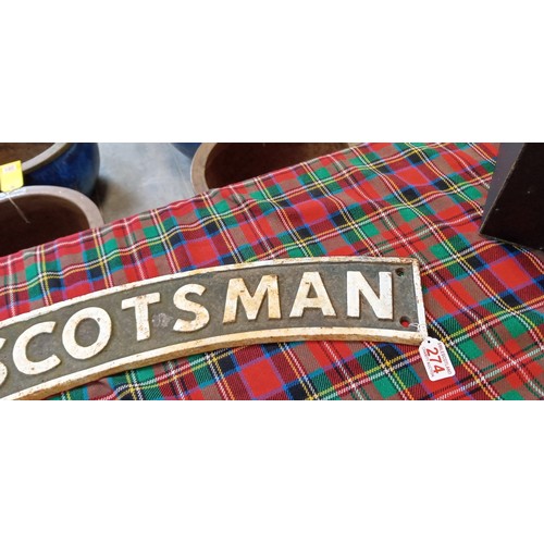 274 - Flying Scotsman cast curved sign