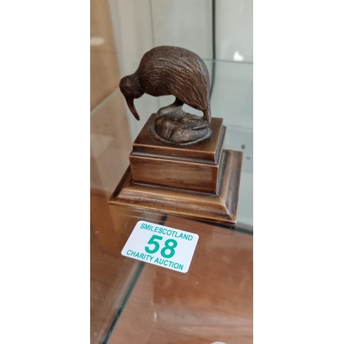 58 - Small bronze kiwi statue