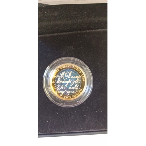 23 - Royal Mint 2009 Robert Burns £2 silver proof coin with COA and original box