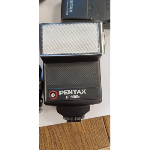 13 - Tamron CF tele macro BBar MC 80-210mm lens plus Tamron Hoya 52mm skylight lens and Pentax AF260Sa fl... 