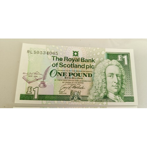 35 - 3 Consecutive numbered Royal Bank of Scotland £1 bank notes issued December 1994 with Robert Louis S... 
