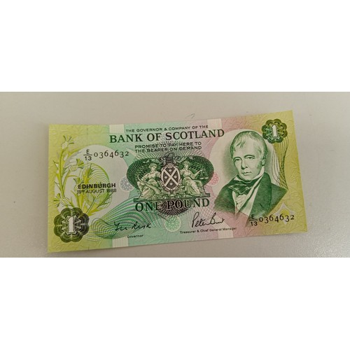 37 - 3 Consecutive numbered the last ever Bank of Scotland £1 notes with the Serial E/13 signed by Sir Th... 
