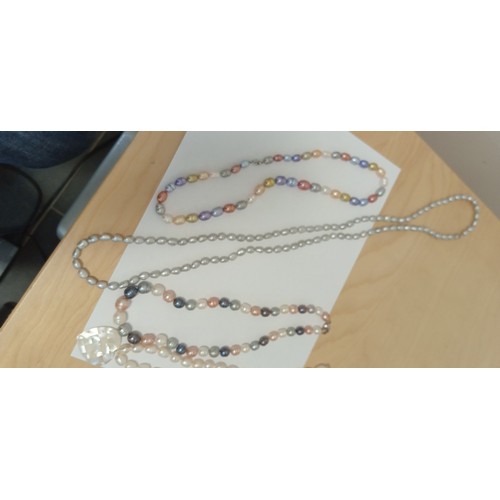 16 - 5 Vintage sea pearl necklaces from Honora 2 with 925 stamped clasps