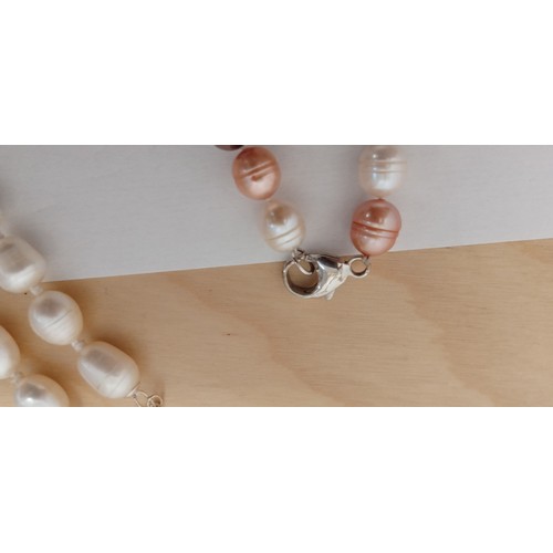 16 - 5 Vintage sea pearl necklaces from Honora 2 with 925 stamped clasps