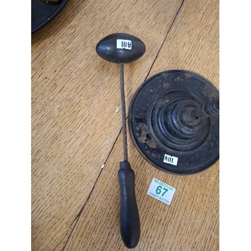 67 - Antique French hatters stand and egg iron