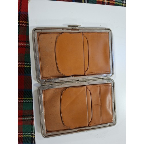 105 - Crocodile skin with silver hallmarked corners small purse