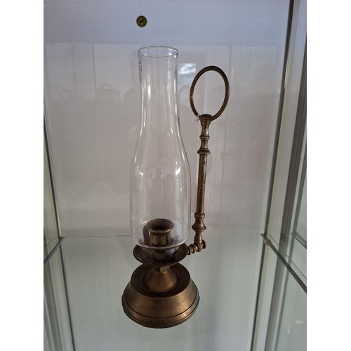 112 - Vintage portable brass candle holder