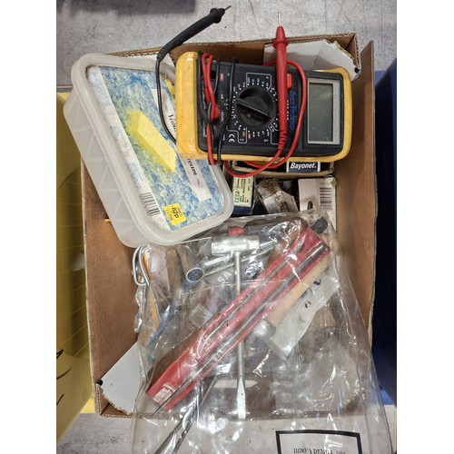 252 - 3 Boxes of electrical equipment, tools and safety equipment