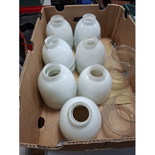 277 - 2 x boxes of lamp and oil lamp glass shades