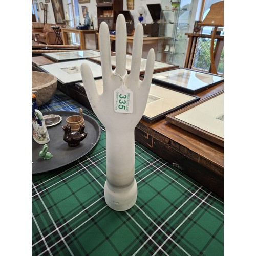 335 - Porcelain glove mould or shop display piece