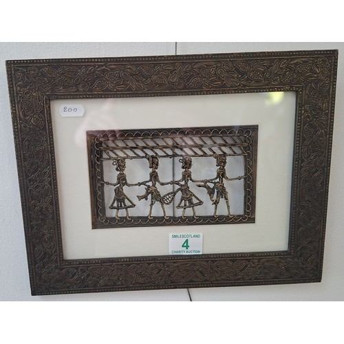 4 - Framed metal casting artwork DhOkR Art 33cm x 26cm approx.