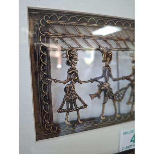 4 - Framed metal casting artwork DhOkR Art 33cm x 26cm approx.