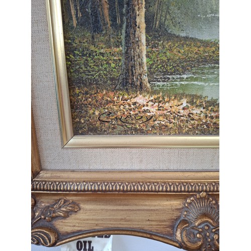 6 - Ornate gilt framed hand painted oil on canvas 39cm x 34cm approx.