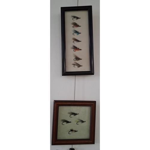 8 - 4 x Fishing flies in frames