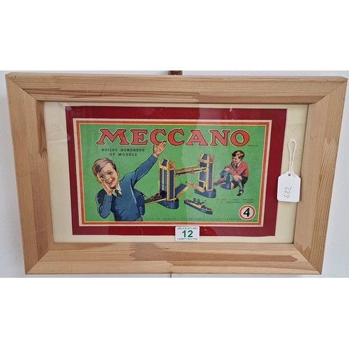 12 - Vintage framed Meccano poster 46cm x 30cm approx.