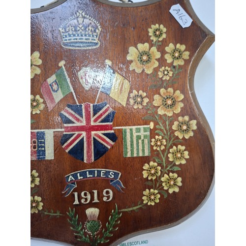 18 - Allies 1919 WWI hand painted shield