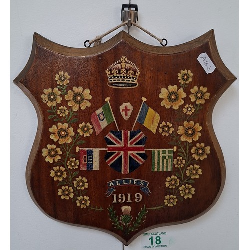 18 - Allies 1919 WWI hand painted shield