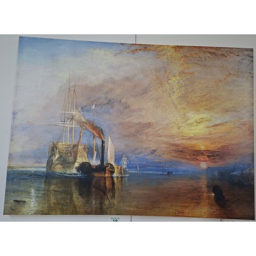 19 - Canvas print by Joseph Mallord Turner 'The Fighting Temeraire' 91cm x 65cm approx.