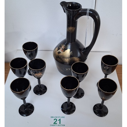 21 - Early 20th Century Japanese lacquered Sake serving set