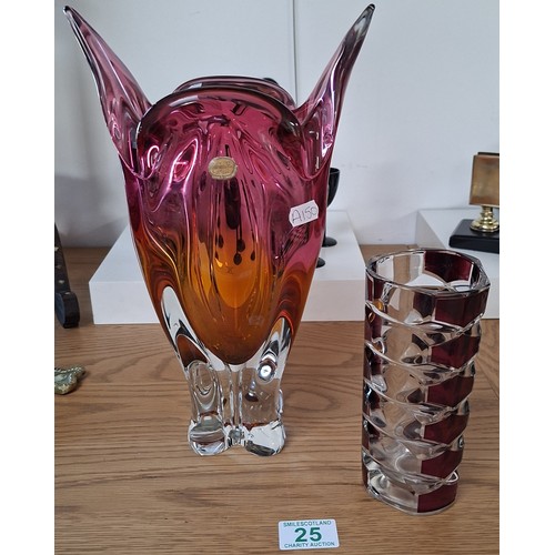 25 - Bohemia glass vase plus french glass vase