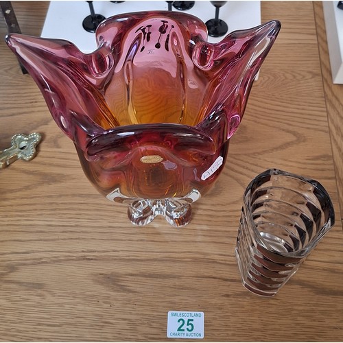 25 - Bohemia glass vase plus french glass vase