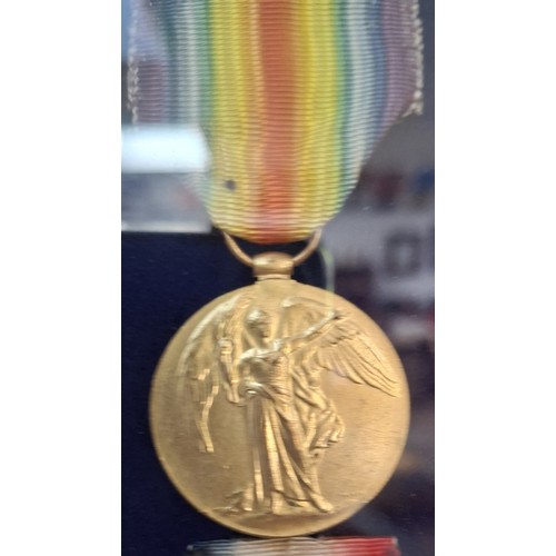 17 - Framed Death Penny with medals and Bydand badge James McLeod Gordon Highlanders