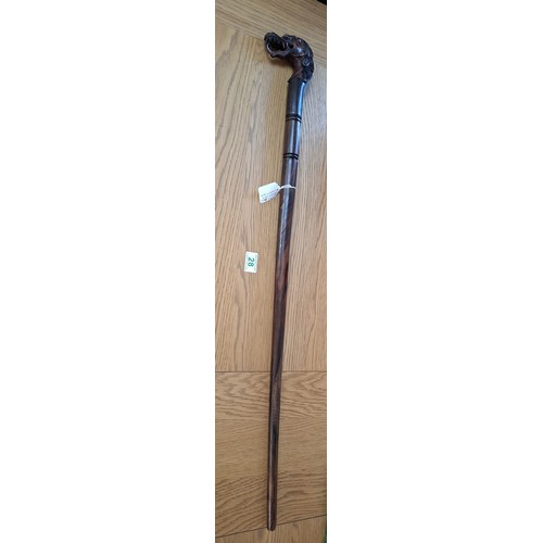 28 - Vintage carved dragon head walking stock with great detail