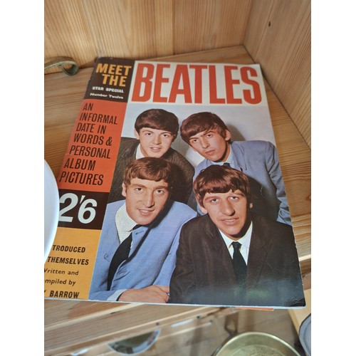 34 - The Beatles plate and Meet the Beatles No 12 vintage magazine