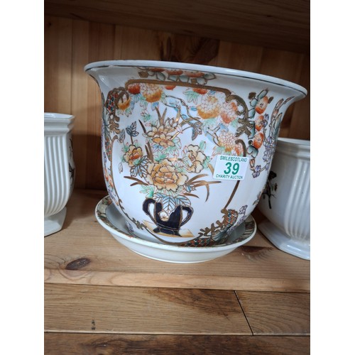 39 - 3 x Ceramic plant pots