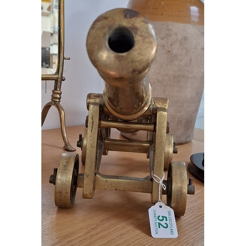 52 - Extremely heavy brass cannon 48cm L approx.