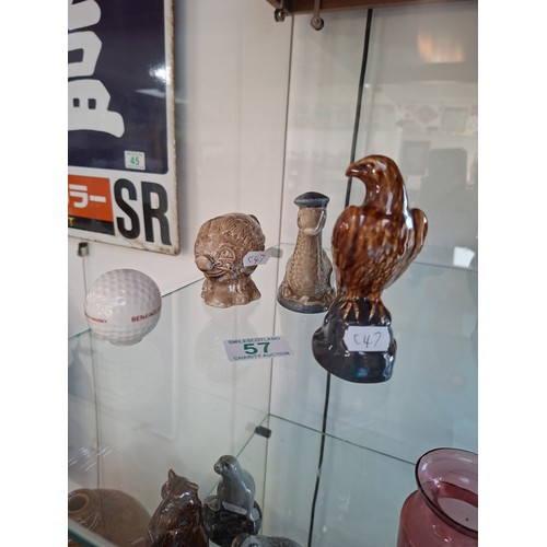 57 - 4 x Ben Eagles scotch whisky figurines 'Haggis 1972' & 'Nessie1969' full decanters plus 1969 eagle a... 